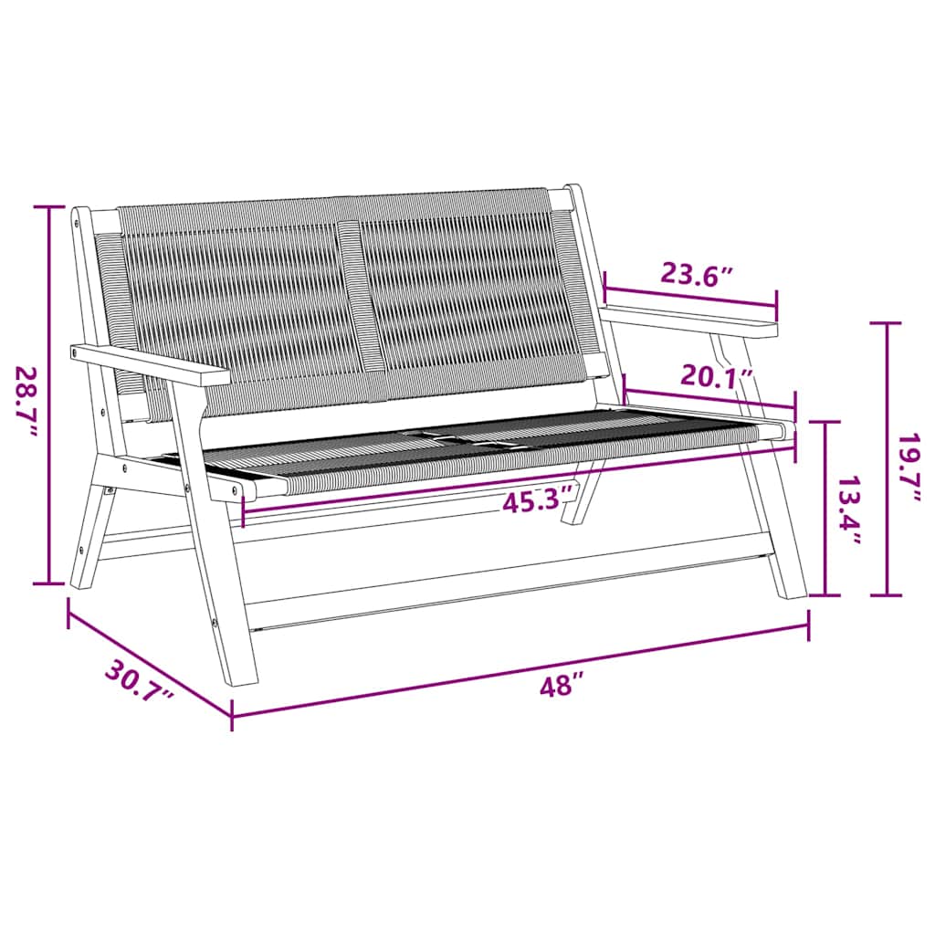 Garden Furniture Black 78 x 122 x 73cm Solid Acacia wood