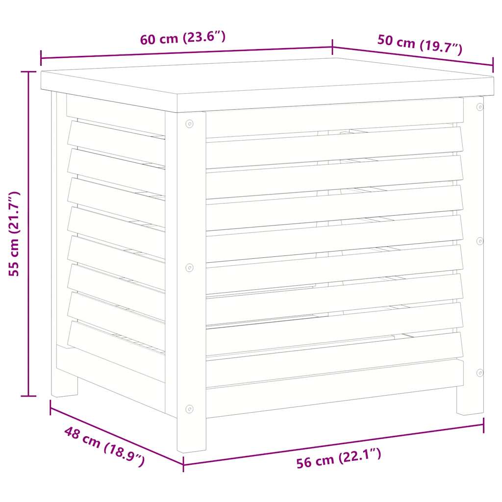 Garden Storage Box 60x50x55 cm Solid Wood Eucalyptus