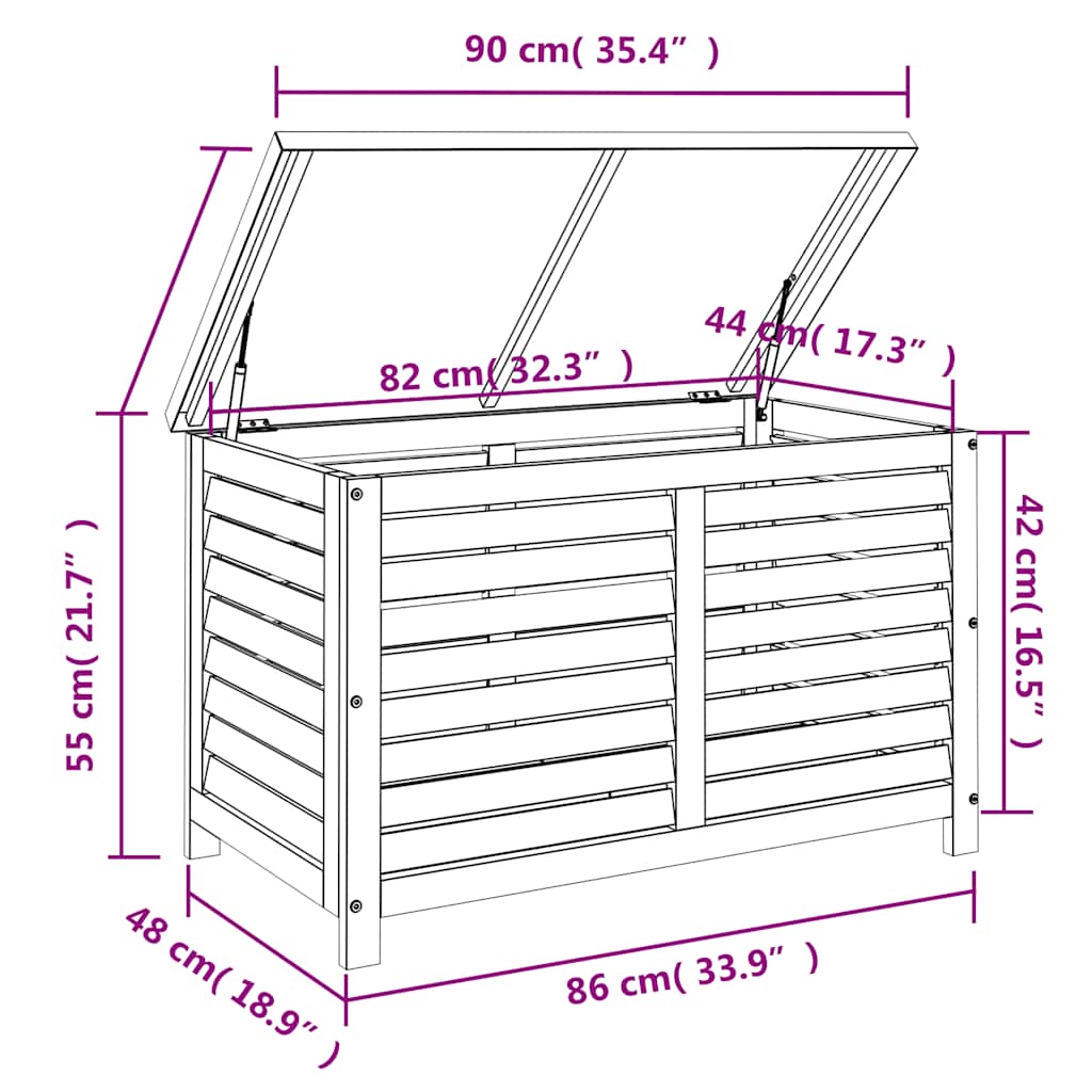 Garden Storage Box 90x48x55 cm Solid Wood Eucalyptus