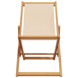 Folding Beach Chair Beige Solid Wood Eucalyptus and Fabric