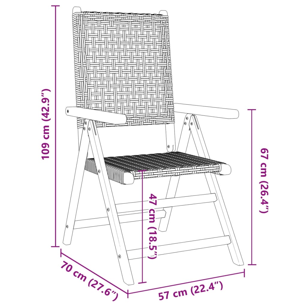 Garden Chairs 2 pcs Grey Solid Wood Acacia and Poly Rattan