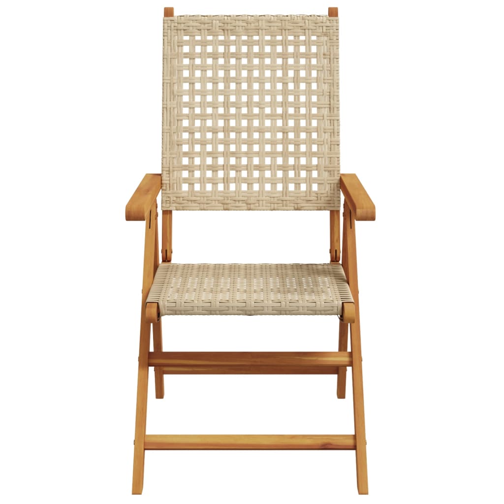 Garden Chairs 2 pcs Beige Solid Wood Acacia and Poly Rattan