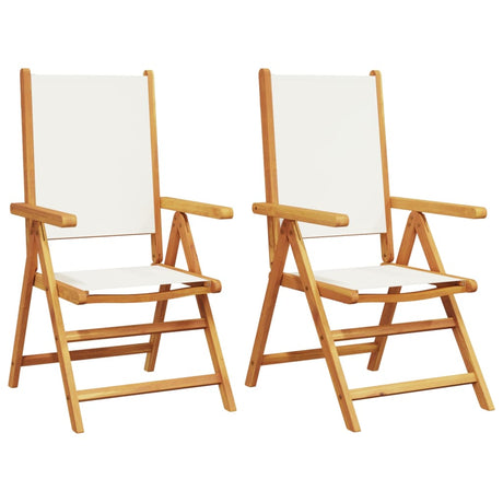 Garden Chairs 2 pcs Cream White Solid Wood Acacia and Fabric