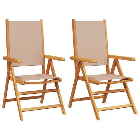 Garden Chairs 2 pcs Taupe Solid Wood Acacia and Fabric