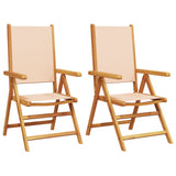 Garden Chairs 2 pcs Beige Solid Wood Acacia and Fabric