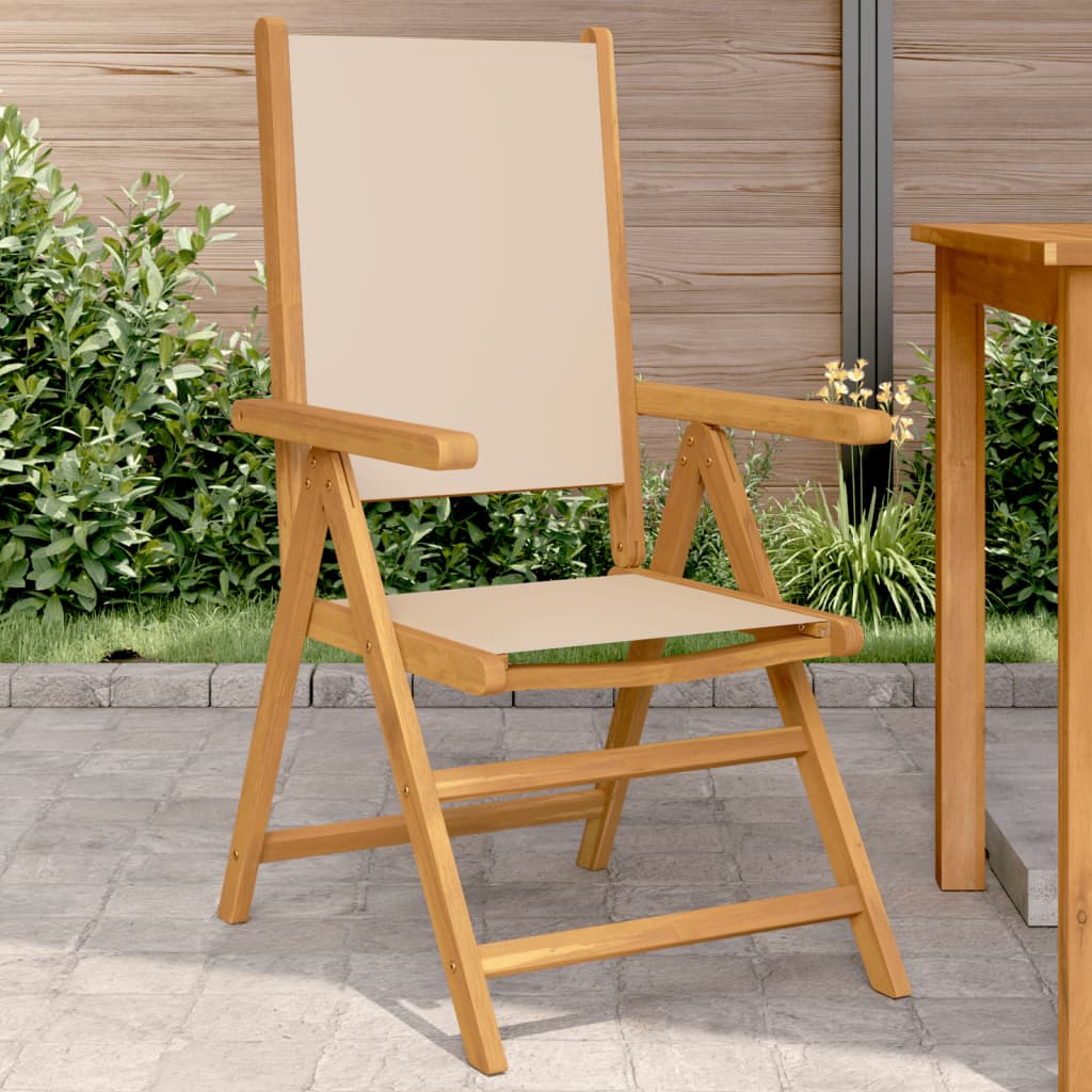 Garden Chairs 2 pcs Beige Solid Wood Acacia and Fabric