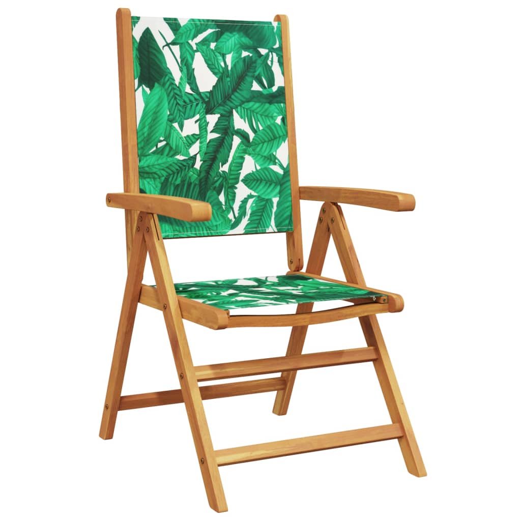 Garden Chairs 2 pcs Leaf Pattern Solid Wood Acacia and Fabric