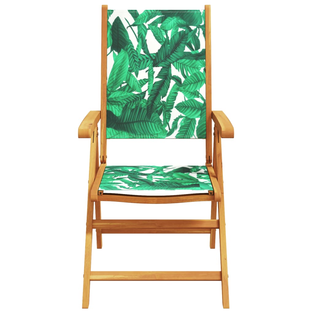 Garden Chairs 2 pcs Leaf Pattern Solid Wood Acacia and Fabric