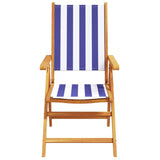 Garden Chairs 2 pcs Blue and White Solid Wood Acacia and Fabric