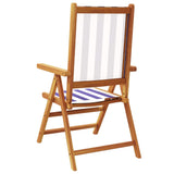 Garden Chairs 2 pcs Blue and White Solid Wood Acacia and Fabric