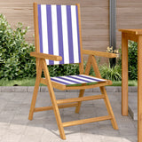 Garden Chairs 2 pcs Blue and White Solid Wood Acacia and Fabric