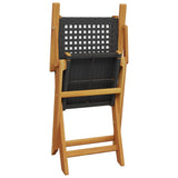 Garden Chairs 2 pcs Black Solid Wood Acacia and Poly Rattan