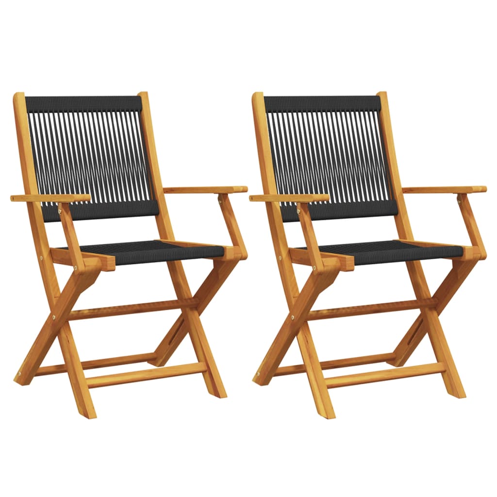 Garden Chairs 2 pcs Black Solid Wood Acacia and Polypropylene