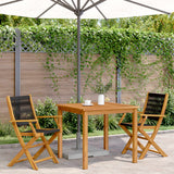 Garden Chairs 2 pcs Black Solid Wood Acacia and Polypropylene