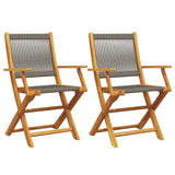 Garden Chairs 2 pcs Grey Solid Wood Acacia and Polypropylene