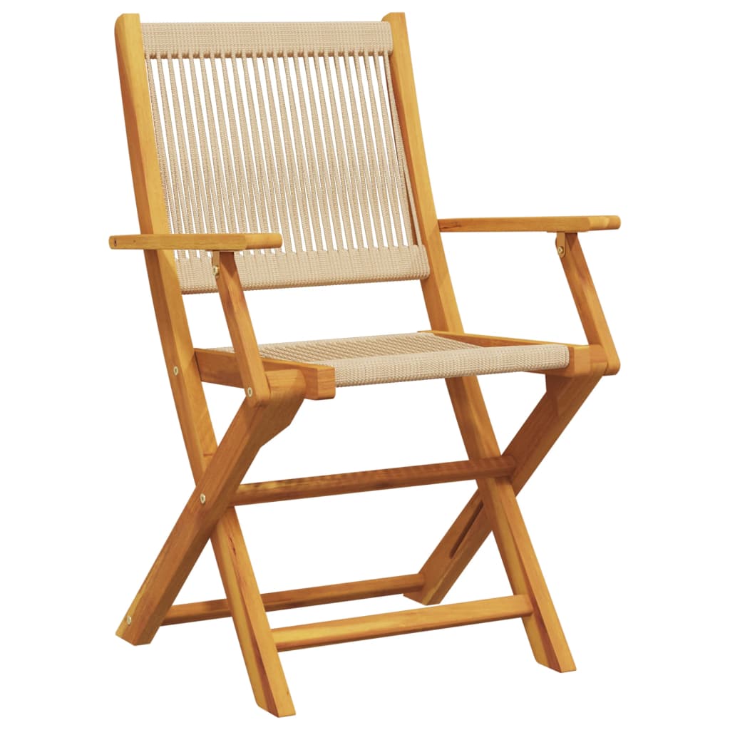 Garden Chairs 2 pcs Beige Solid Wood Acacia and Polypropylene