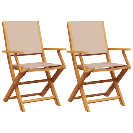 Garden Chairs 2 pcs Taupe Solid Wood Acacia and Fabric