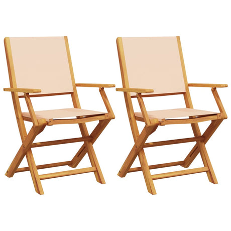 Garden Chairs 2 pcs Beige Solid Wood Acacia and Fabric