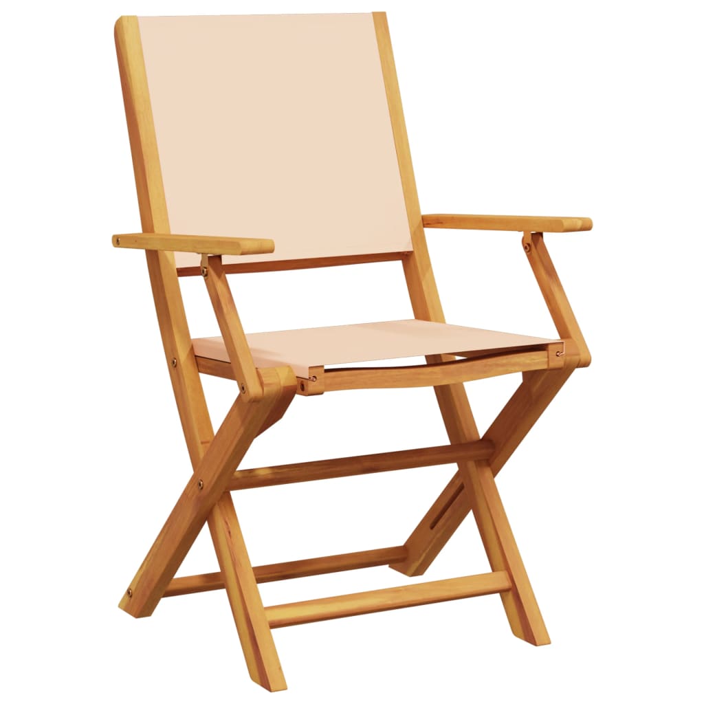 Garden Chairs 2 pcs Beige Solid Wood Acacia and Fabric