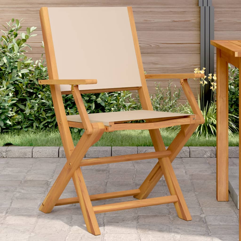 Garden Chairs 2 pcs Beige Solid Wood Acacia and Fabric