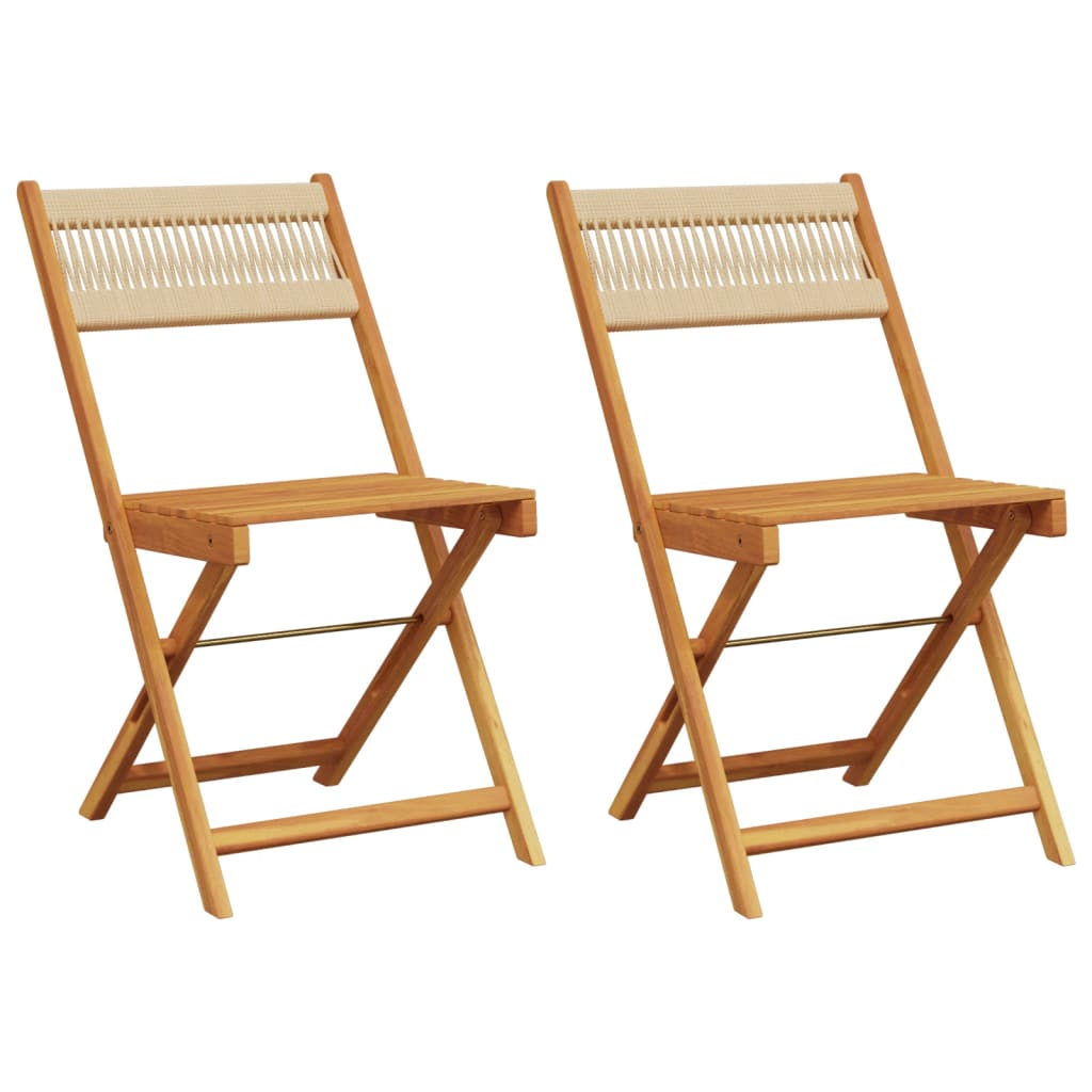 Bistro Chairs 2 pcs Beige Solid Wood Acacia and Rope