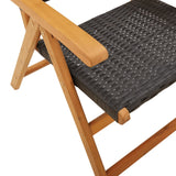 Garden Chairs 2 pcs Black Solid Wood Acacia and Poly Rattan