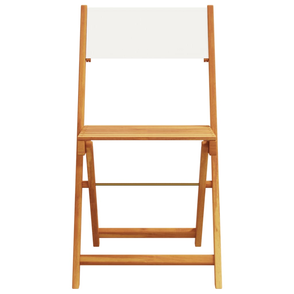 Bistro Chairs 2 pcs Cream White Solid Wood Acacia and Fabric