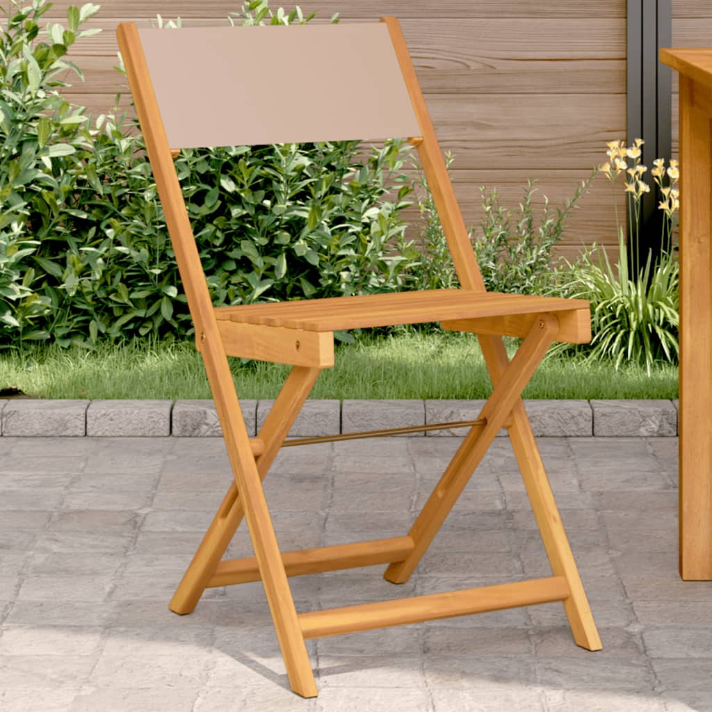 Bistro Chairs 2 pcs Taupe Solid Wood Acacia and Fabric