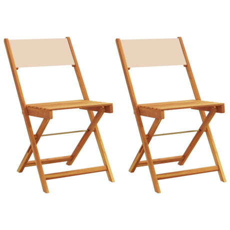 Bistro Chairs 2 pcs Beige Solid Wood Acacia and Fabric