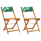 Bistro Chairs 2 pcs Leaf Pattern Solid Wood Acacia and Fabric