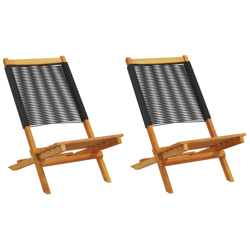 Garden Chairs 2 pcs Black Solid Wood Acacia and Polypropylene