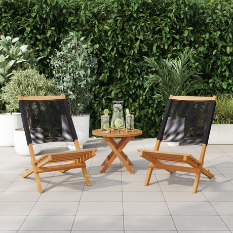 Garden Chairs 2 pcs Black Solid Wood Acacia and Polypropylene