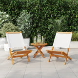 Garden Chairs 2 pcs Cream White Solid Wood Acacia and Fabric