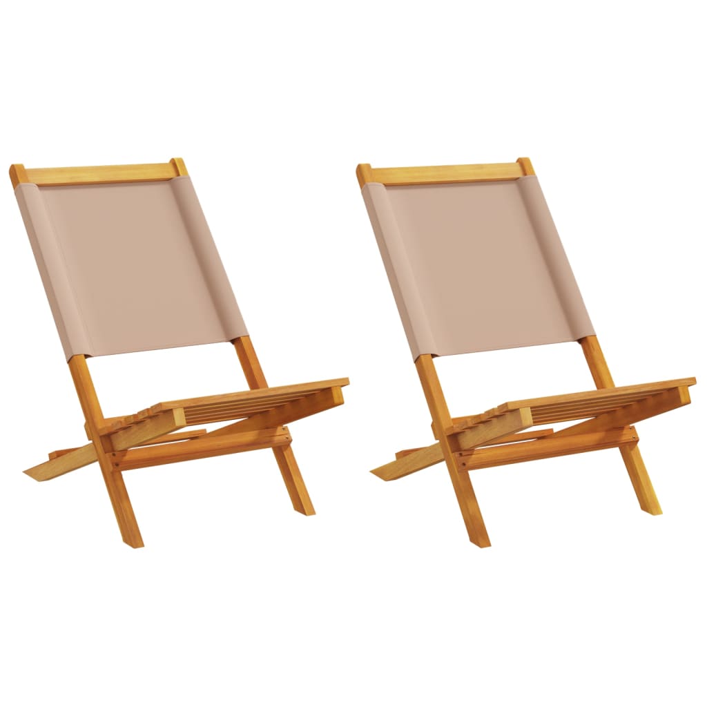 Garden Chairs 2 pcs Taupe Solid Wood Acacia and Fabric