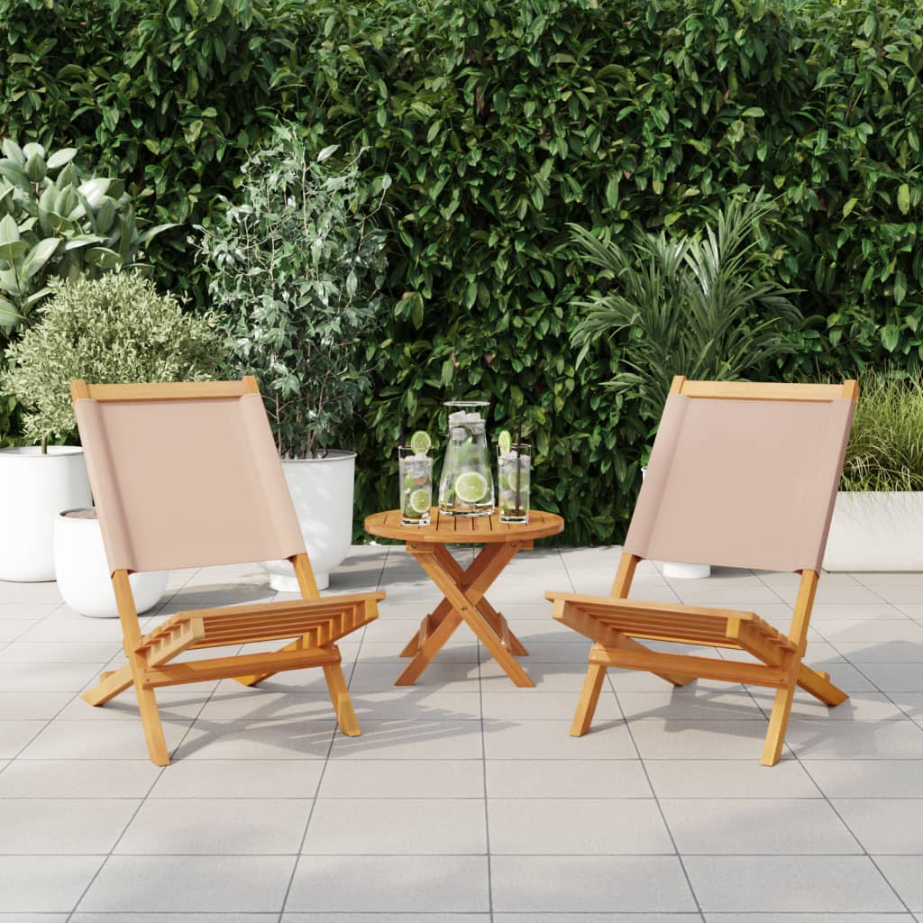 Garden Chairs 2 pcs Taupe Solid Wood Acacia and Fabric