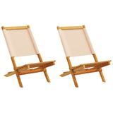 Garden Chairs 2 pcs Beige Solid Wood Acacia and Fabric