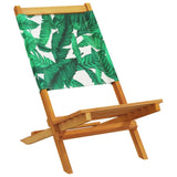 Garden Chairs 2 pcs Leaf Pattern Solid Wood Acacia and Fabric