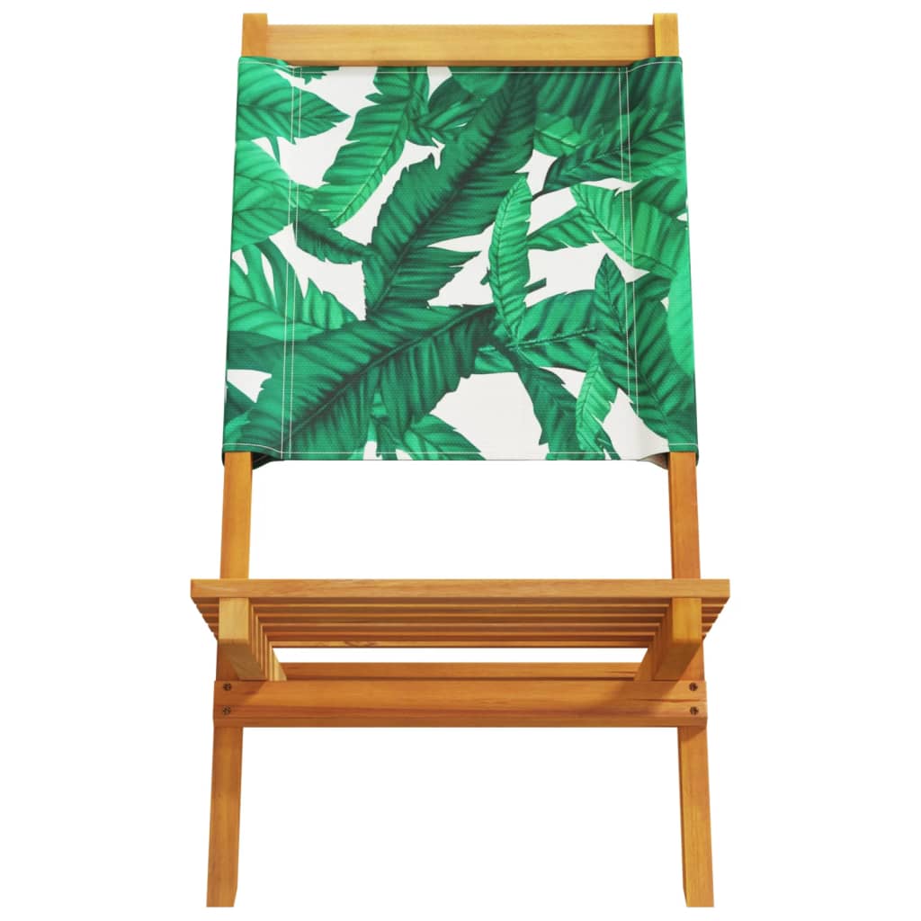 Garden Chairs 2 pcs Leaf Pattern Solid Wood Acacia and Fabric