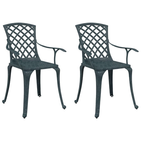 Garden Chairs 2 pcs Green Cast Aluminium