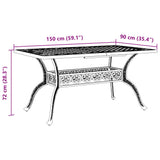 Garden Table White 150x90x72 cm Cast Aluminium