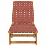 Sun Lounger Red Solid Wood Acacia and Fabric
