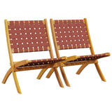 Folding Garden Chairs 2 pcs Red Solid Wood Acacia and Fabric