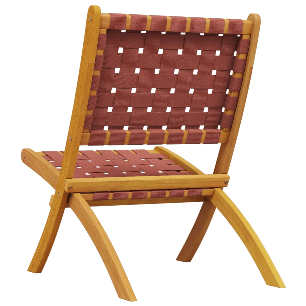 Folding Garden Chairs 2 pcs Red Solid Wood Acacia and Fabric