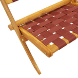 Folding Garden Chairs 2 pcs Red Solid Wood Acacia and Fabric