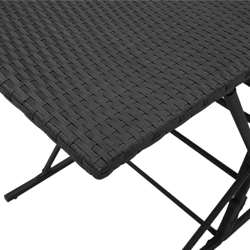 7 Piece Garden Dining Set with Cushions Black Poly Rattan