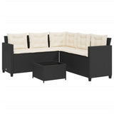 Garden Sofa with Table and Cushions L-shaped Black Poly Rattan