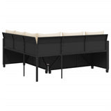 Garden Sofa with Table and Cushions L-shaped Black Poly Rattan