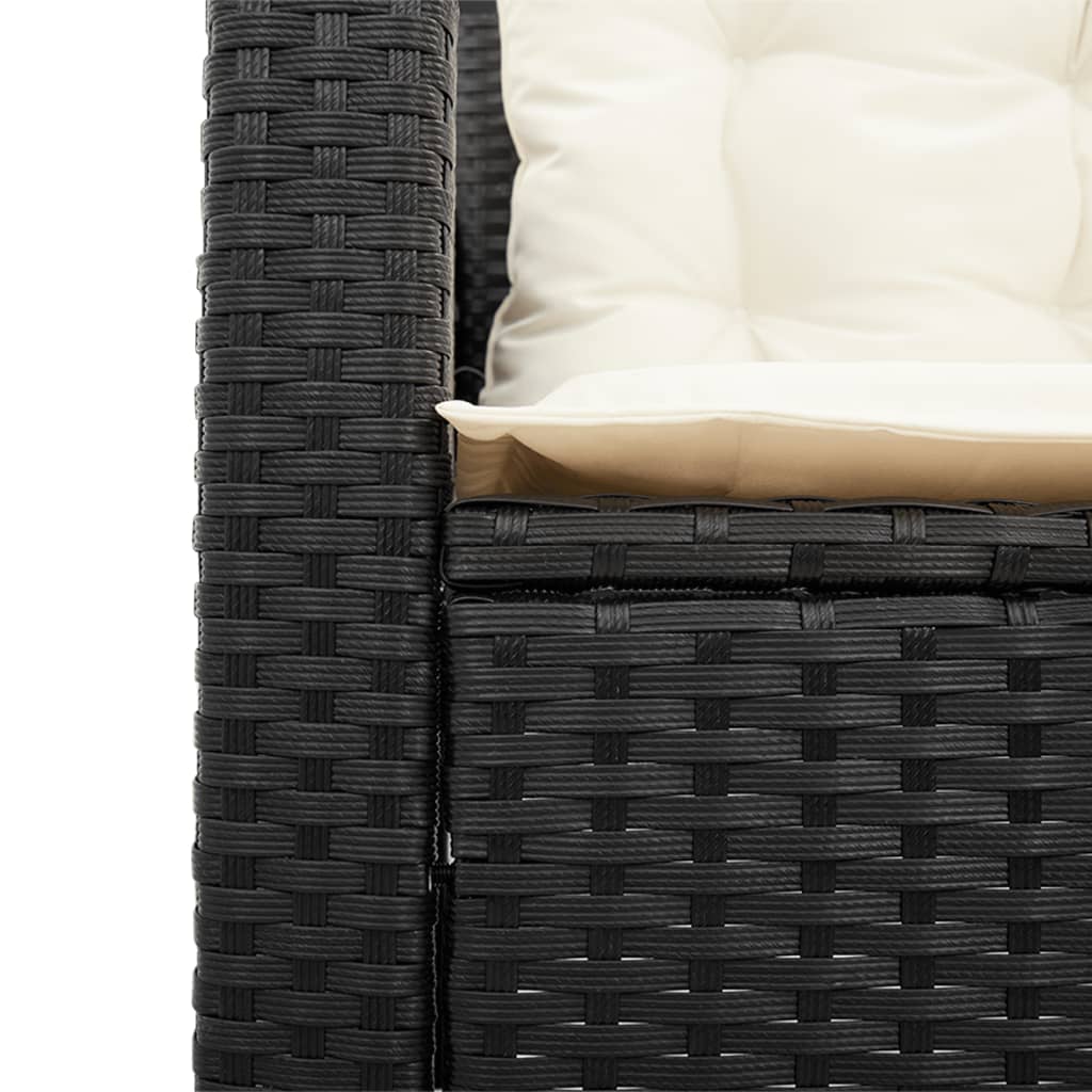 Garden Sofa with Table and Cushions L-shaped Black Poly Rattan