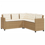 Garden Sofa with Table and Cushions L-Shaped Beige Poly Rattan