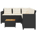 Garden Sofa with Table and Cushions L-shaped Black Poly Rattan